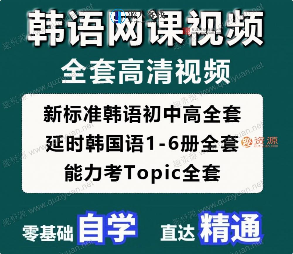 韩语网课零基础自学入门延世韩国语视频教程TOPIK考级课程资料新（100GB）