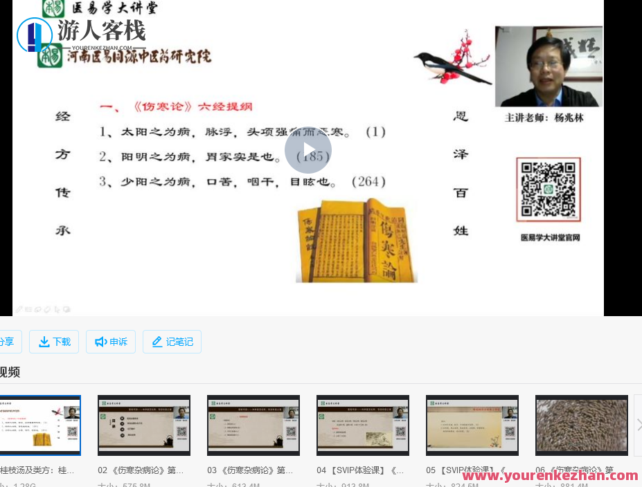 杨兆林伤寒杂病论类方篇视频课程59集