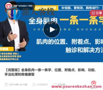 全身肌肉一条一条学，位置、附着点、影响、功能、手法处理和疼痛康复-萌萌家网课,课程,学习,管理,第1张