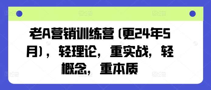 老A营销训练营(更24年5月)，轻理论，重实战，轻概念，重本质