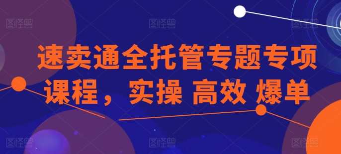 速卖通全托管专题专项课程，实操 高效 爆单,课程,第1张
