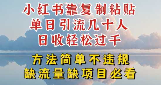 小红书靠复制粘贴单日引流几十人目收轻松过千，方法简单不违规