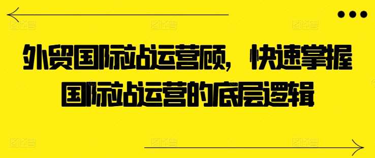外贸国际站运营顾问，快速掌握国际站运营的底层逻辑,课程,人工智能,外贸,第1张