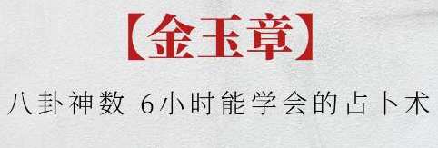 金玉章《八卦神数》6小时能学会的占卜术