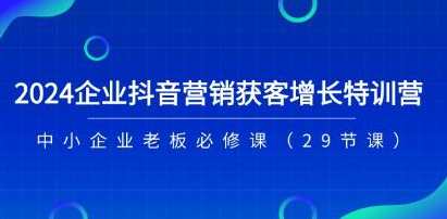 《企业抖音-营销获客增长特训营》中小企业老板必修课,课程,直播,定位,目标,SEO,第1张
