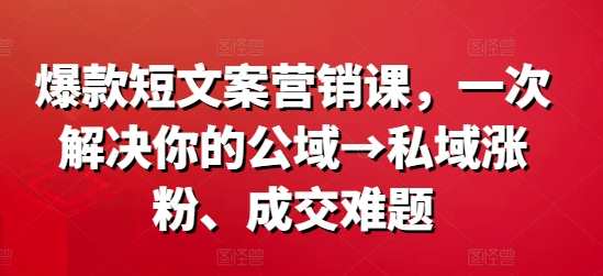 爆款营销文案课，一次解决你的公域→私域涨粉、成交难题,模板,脚本,第1张