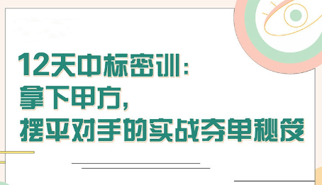 【张金洋】12天中标密训—拿下大单，摆平对手的实战夺单秘笈,课程,学习,第1张