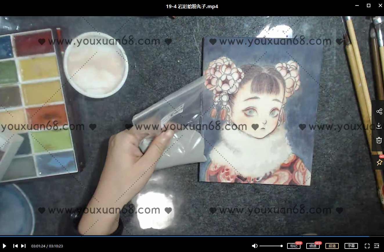 猫君大白2019岩彩手绘技法古风人物绘制,第3张