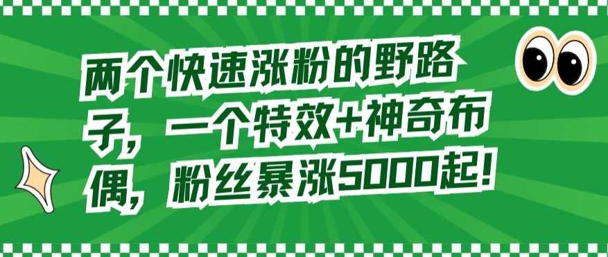 两个快速涨粉的野路子,一个特效+神奇布偶,粉丝暴涨5000起【揭秘】,第1张 两个快速涨粉的野路子,一个特效+神奇布偶,粉丝暴涨5000起【揭秘】,第1张