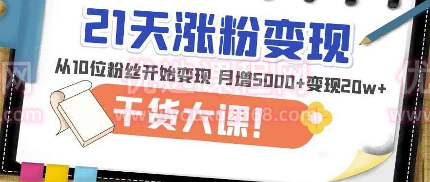 21天精准涨粉变现干货大课:从10位粉丝开始变现月增5000+变现20w+,第1张 21天精准涨粉变现干货大课:从10位粉丝开始变现月增5000+变现20w+,第1张