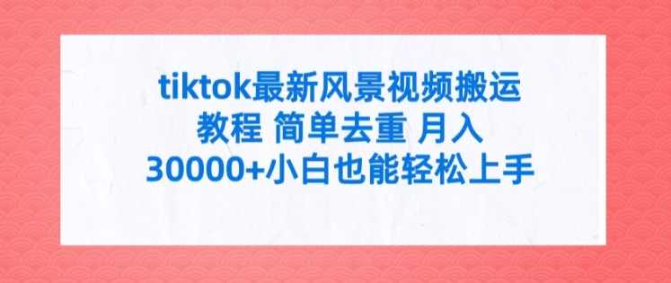 tiktok最新风景视频搬运教程 简单去重 月入3W+小白也能轻松上手【项目拆解】