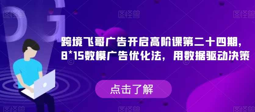 跨境飞哥广告开启高阶课第二十四期，?8*15数模广告优化法，用数据驱动决策