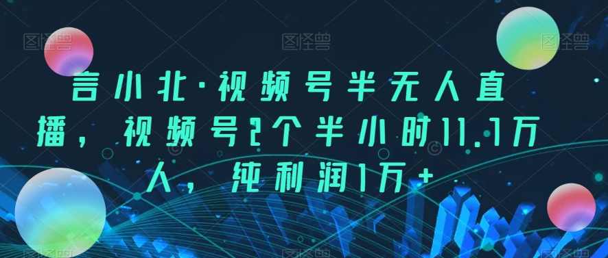 言小北·视频号半无人直播,视频号2个半小时11.7万人,纯利润1万+,课程,直播,微信,团队,第1张 言小北·视频号半无人直播,视频号2个半小时11.7万人,纯利润1万+,课程,直播,微信,团队,第1张