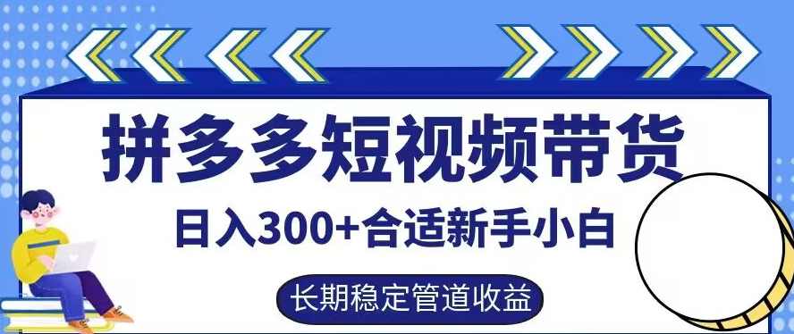拼多多短视频带货日入300+有长期稳定被动收益，合适新手小白【项目拆解】