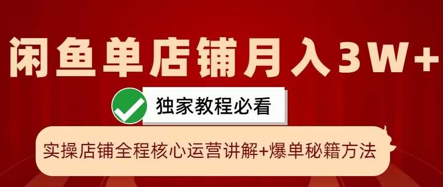 闲鱼单店铺月入3W+实操展示，爆单核心秘籍，一学就会【项目拆解】