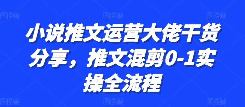 小说推文运营大佬干货分享,推文混剪0-1实操全流程【项目拆解】,小说,第1张 小说推文运营大佬干货分享,推文混剪0-1实操全流程【项目拆解】,小说,第1张