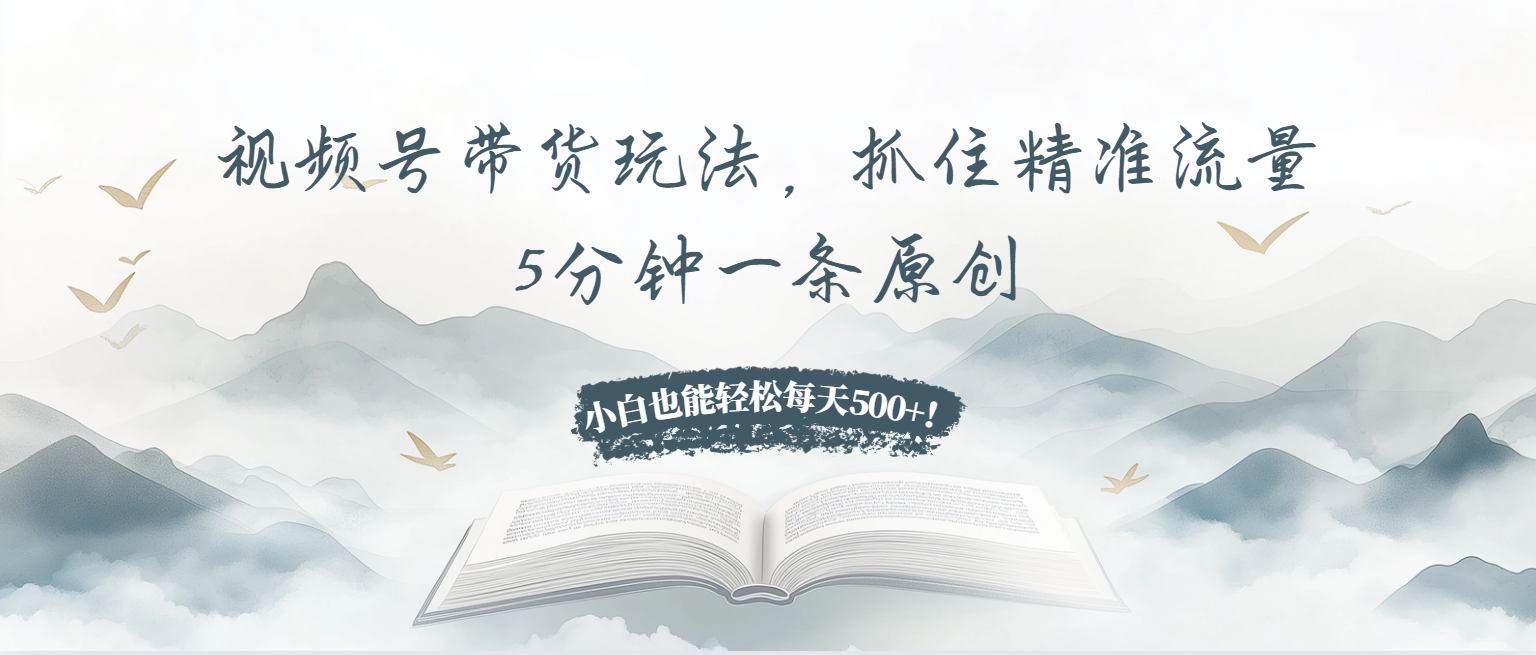 视频号带货玩法,抓住精准流量,5分钟一条原创,小白也能轻松每天500+,第1张 视频号带货玩法,抓住精准流量,5分钟一条原创,小白也能轻松每天500+,第1张