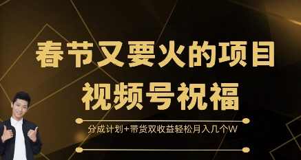 春节又要火的项目视频号祝福，分成计划+带货双收益，轻松月入几个W【揭秘】