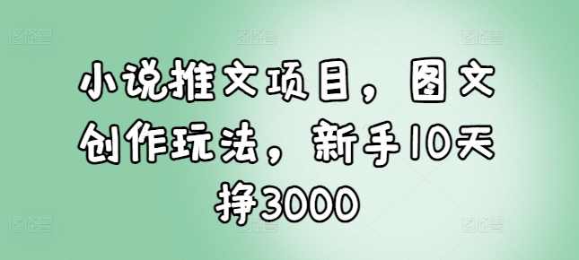 小说推文项目，图文创作玩法，新手10天挣3000
