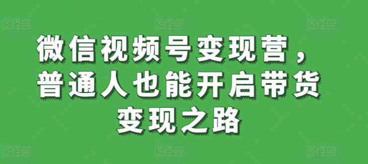 微信视频号变现营，普通人也能开启带货变现之路