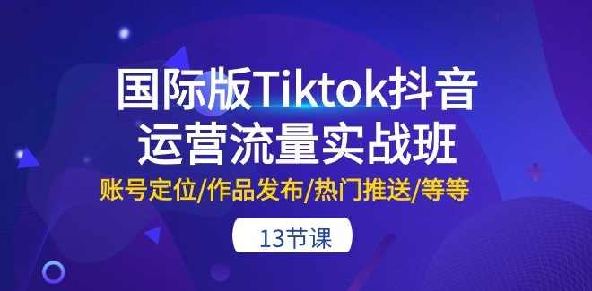 国际版Tiktok抖音运营流量实战班：账号定位/作品发布/热门推送/等等
