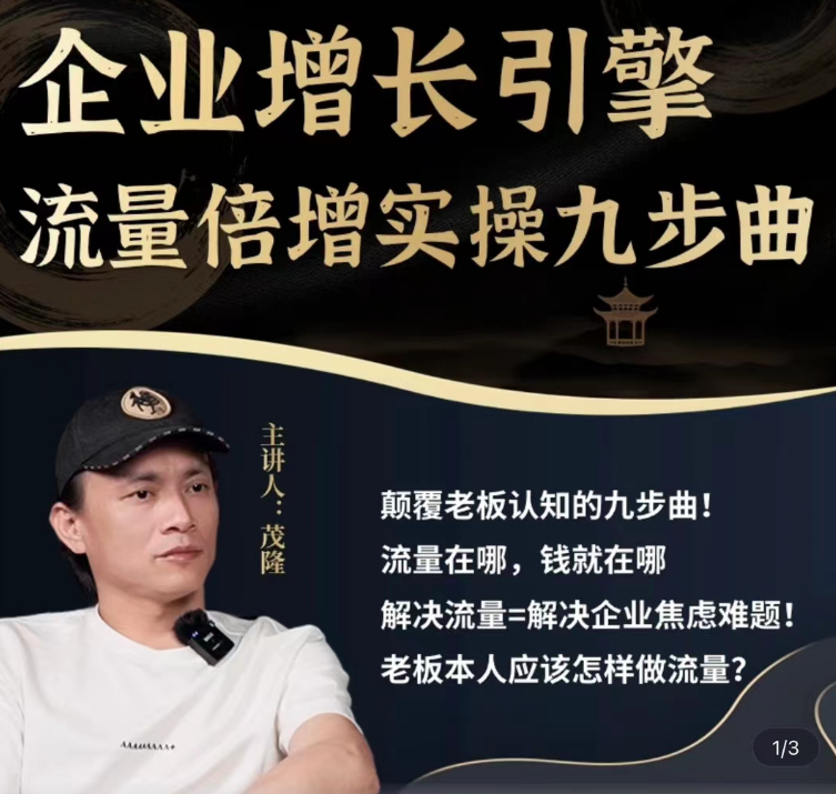 【茂隆】企业增长引擎流量倍增实操九步曲,一套课程帮你找到快速、简单、有效、可复制的获客+变现方式,课程,学习,直播,团队,模板,第1张 【茂隆】企业增长引擎流量倍增实操九步曲,一套课程帮你找到快速、简单、有效、可复制的获客+变现方式,课程,学习,直播,团队,模板,第1张