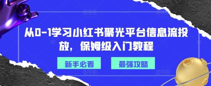 从0-1学习小红书聚光平台信息流投放,保姆级入门教程,课程,学习,管理,专业,第1张 从0-1学习小红书聚光平台信息流投放,保姆级入门教程,课程,学习,管理,专业,第1张
