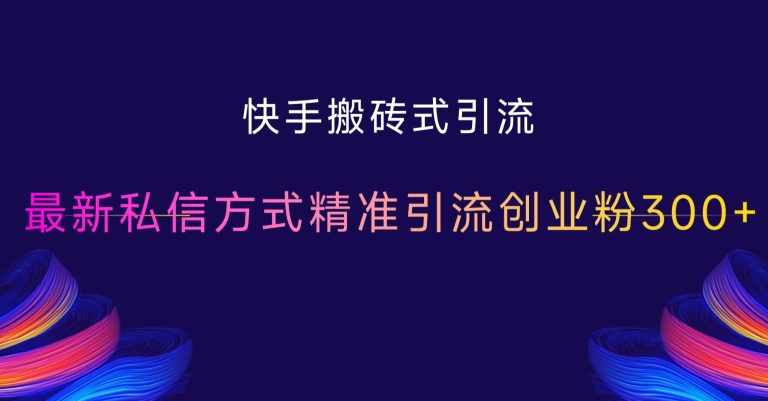 快手搬砖式引流，最新私信方式精准引流创业粉300+,课程,第1张