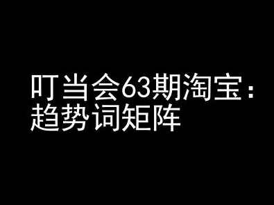 叮当会《淘宝天猫打爆班》原创高阶技术第63期，趋势词矩阵技术和玩法,课程,第1张