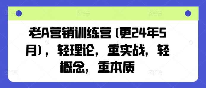 老A营销训练营(更24年12月)，轻理论，重实战，轻概念，重本质