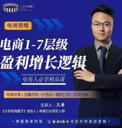 大圣：电商1-7层级盈利增长底层逻辑课（线上视频课），用简单的话，让你掌握电商盈利的底层逻辑