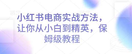 小红书电商实战方法，让你从小白到精英，保姆级教程
