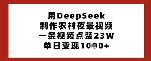 用DeepSeek制作农村夜景视频，一条视频点赞23W，单日变现多张【揭秘】