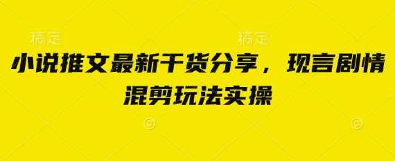 小说推文最新干货分享，现言剧情混剪玩法实操【揭秘】
