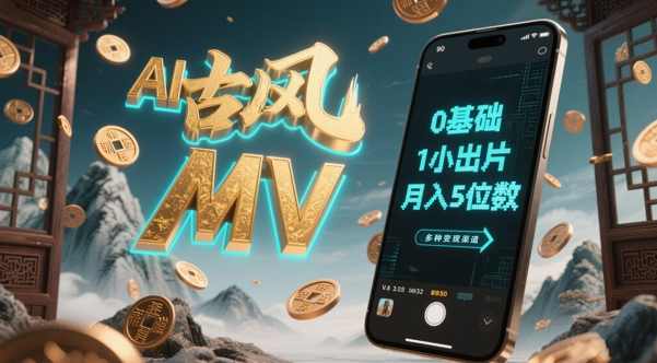 AI一键生成古风音乐MV,0剪辑基础1小时出片,多种变现渠道,一部手机月入5位数【揭秘】,课程,艺术,竞争,第1张 AI一键生成古风音乐MV,0剪辑基础1小时出片,多种变现渠道,一部手机月入5位数【揭秘】,课程,艺术,竞争,第1张