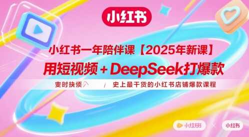 小红书一年陪伴课【2025年新课】，用短视频+deepSeek打爆款，史上最干货的小红书店铺爆款课程,课程,管理,第1张